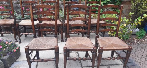 SET OF 8 LADDER BACK CHAIRS 19TH CENTURY - ADDITIONAL PHOTO 2