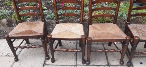 SET OF 8 LADDER BACK CHAIRS 19TH CENTURY - ADDITIONAL PHOTO 3