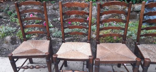SET OF 8 LADDER BACK CHAIRS 19TH CENTURY - ADDITIONAL PHOTO 4