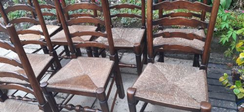 SET OF 8 LADDER BACK CHAIRS 19TH CENTURY - ADDITIONAL PHOTO 7
