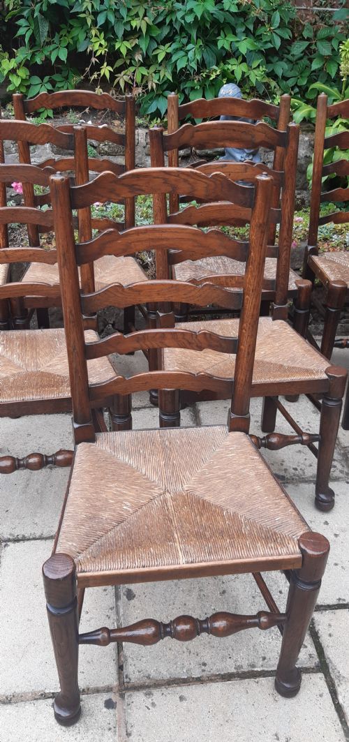 SET OF 8 LADDER BACK CHAIRS 19TH CENTURY - ADDITIONAL PHOTO 10