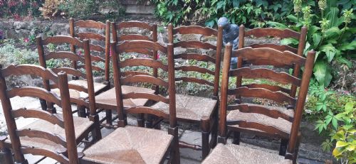 SET OF 8 LADDER BACK CHAIRS 19TH CENTURY - ADDITIONAL PHOTO 11