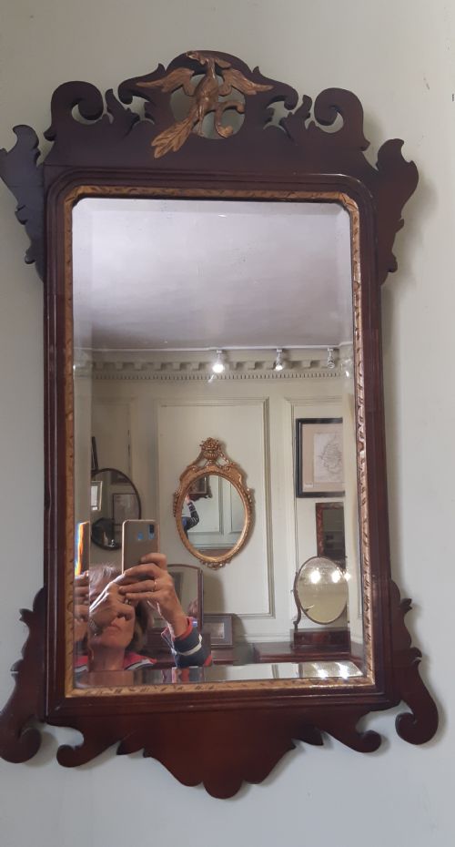 georgian fret work mahogany wall mirror - CATEGORY: ANTIQUE MIRRORS - DATED GEORGIAN