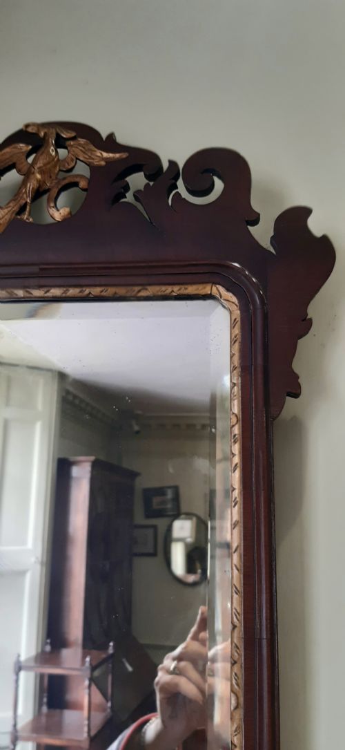 GEORGIAN FRET WORK MAHOGANY WALL MIRROR - ADDITIONAL PHOTO 4