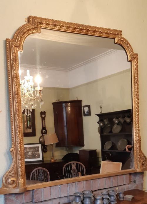 victorian gilt overmantle - CATEGORY: ANTIQUE MIRRORS - DATED VICTORIAN