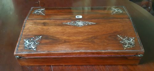rosewood writing box slope - CATEGORY: ANTIQUE BOXES - DATED 19TH CENTURY