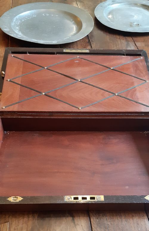 EXQUISITE ROSEWOOD BRASS BOUND WRITING BOX - ADDITIONAL PHOTO 4
