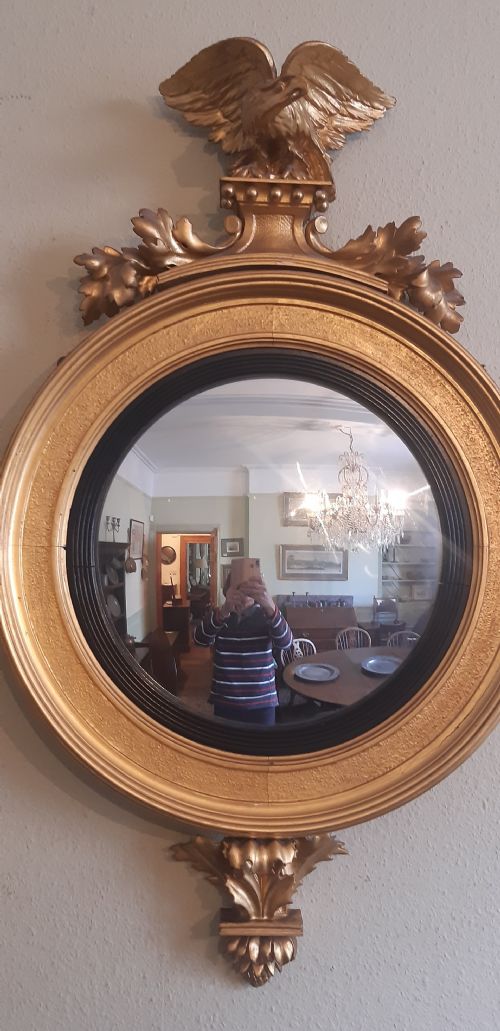 GILT EAGLE CONVEX MIRROR - ADDITIONAL PHOTO 2