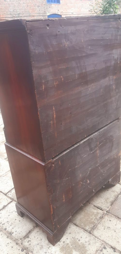 LOVELY GEORGIAN MAHOGANY TALLBOY CHEST ON CHEST - ADDITIONAL PHOTO 6