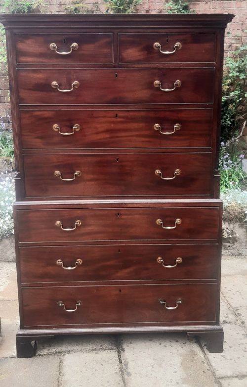 LOVELY GEORGIAN MAHOGANY TALLBOY CHEST ON CHEST - ADDITIONAL PHOTO 11