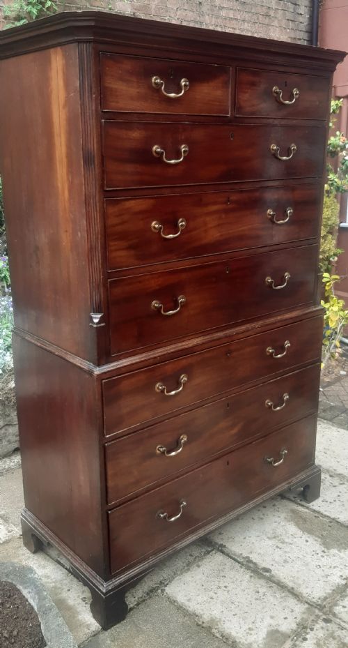 LOVELY GEORGIAN MAHOGANY TALLBOY CHEST ON CHEST - ADDITIONAL PHOTO 13