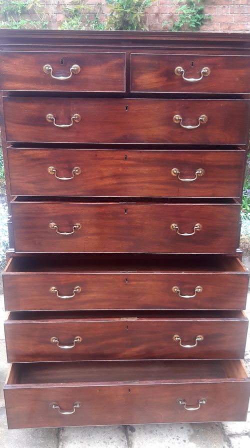 LOVELY GEORGIAN MAHOGANY TALLBOY CHEST ON CHEST - ADDITIONAL PHOTO 17