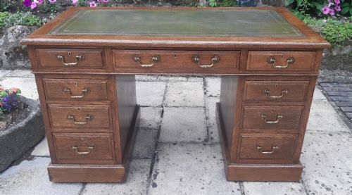 victorian oak pedestal desk - CATEGORY: ANTIQUE DESKS - DATED VICTORIAN
