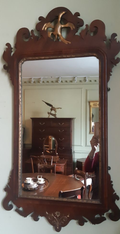GEORGIAN FRET FRETWORK MAHOGANY WALL MIRROR - ADDITIONAL PHOTO 3