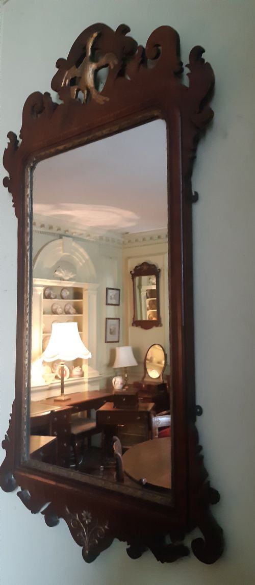 GEORGIAN FRET FRETWORK MAHOGANY WALL MIRROR - ADDITIONAL PHOTO 5