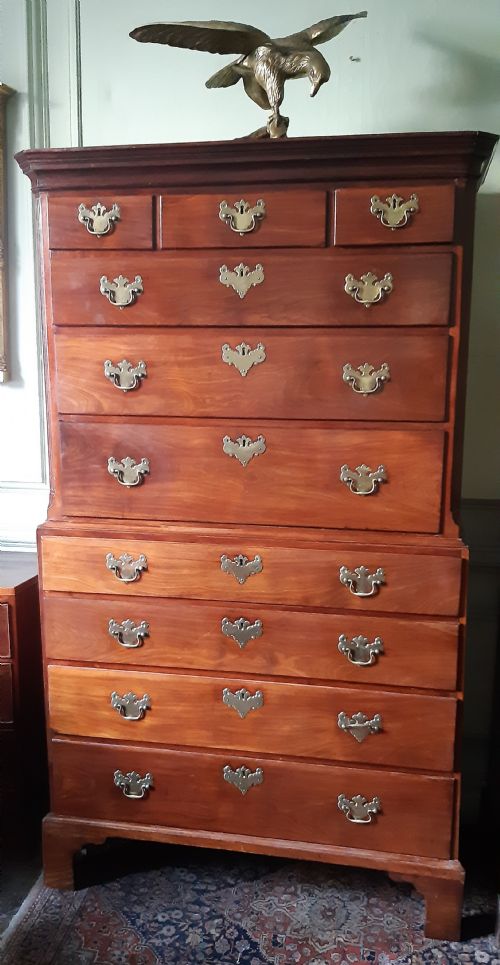 georgian mahogany chest on chest tallboy - CATEGORY: ANTIQUE CHEST OF DRAWERS - DATED 1750