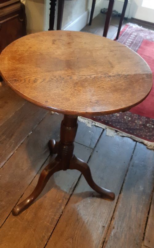 SMALL OAK TRIPOD LAMP TABLE GEORGIAN - ADDITIONAL PHOTO 3