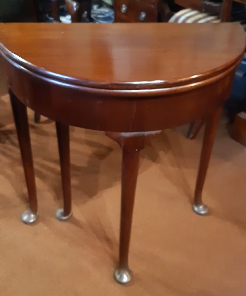 SMALL DEMI LUNE HALL TABLE GEORGIAN MAHOGANY - ADDITIONAL PHOTO 1
