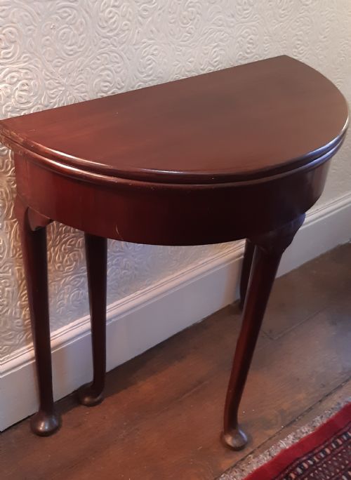 SMALL DEMI LUNE HALL TABLE GEORGIAN MAHOGANY - ADDITIONAL PHOTO 2