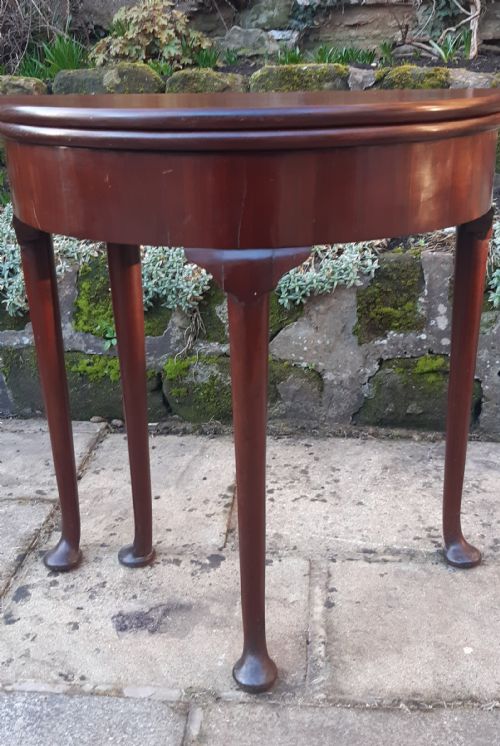 SMALL DEMI LUNE HALL TABLE GEORGIAN MAHOGANY - ADDITIONAL PHOTO 3