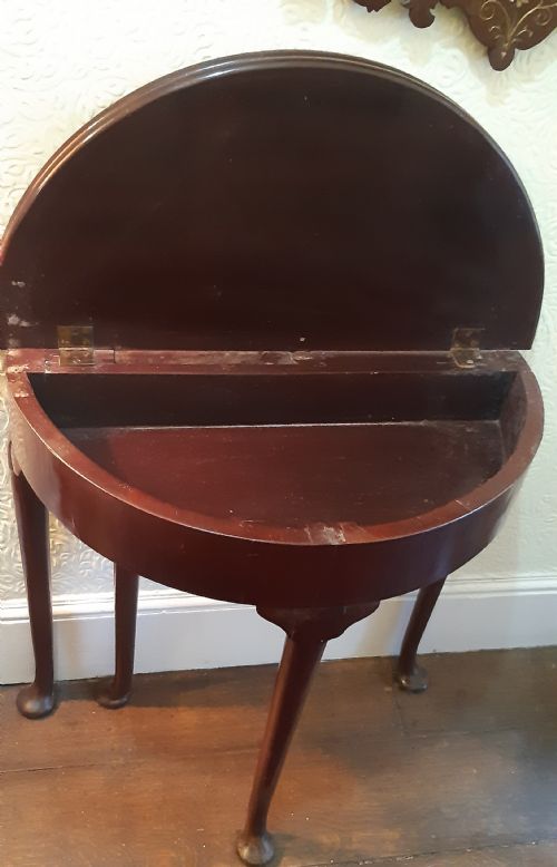 SMALL DEMI LUNE HALL TABLE GEORGIAN MAHOGANY - ADDITIONAL PHOTO 5