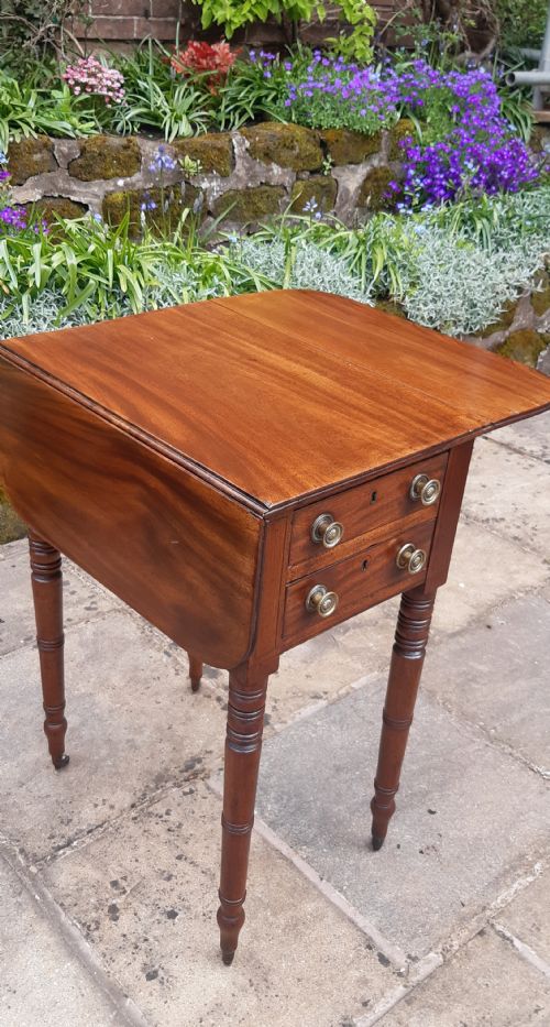SMALL LAMP PEMBROKE TABLE REGENCY MAHOGANY - ADDITIONAL PHOTO 5