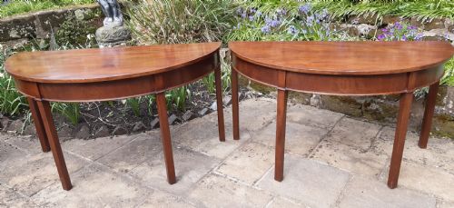 pair of large demi lune tables mahogany georgian - CATEGORY: ANTIQUE TABLES - DATED GEORGIAN