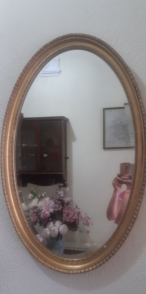OVAL GILT MIRROR 19TH CENTURY - ADDITIONAL PHOTO 1