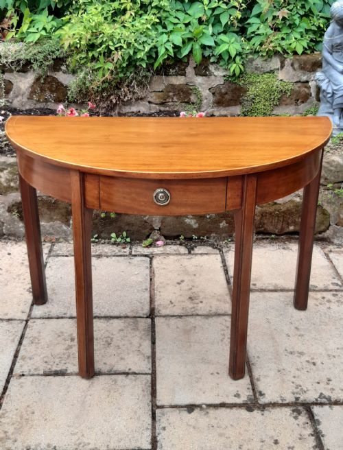 mahogany demilune side table - CATEGORY: ANTIQUE TABLES - DATED 1800