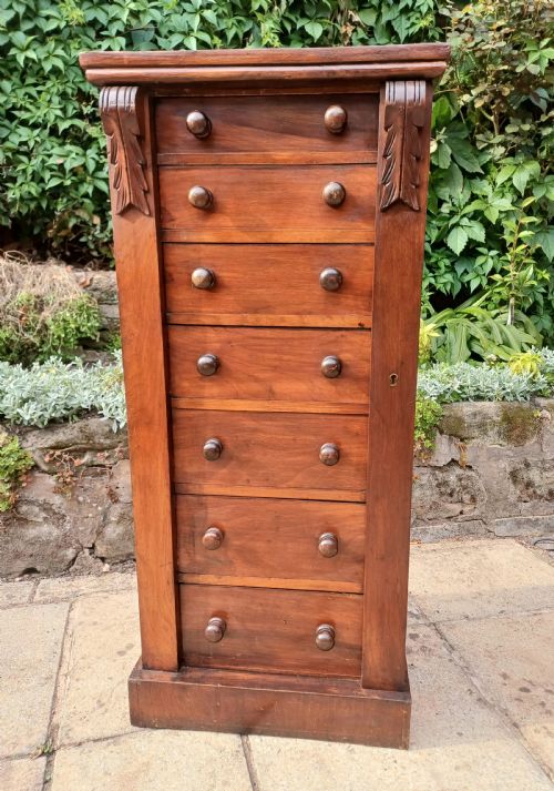MAHOGANY WELLINGTON CHEST OF DRAWERS - ADDITIONAL PHOTO 4