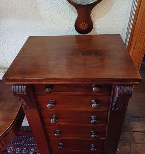 MAHOGANY WELLINGTON CHEST OF DRAWERS - ADDITIONAL PHOTO 5