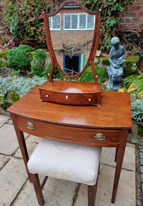 GEORGIAN MAHOGANY SIDE TABLE DRESSING TABLE BOW FRONT - ADDITIONAL PHOTO 7