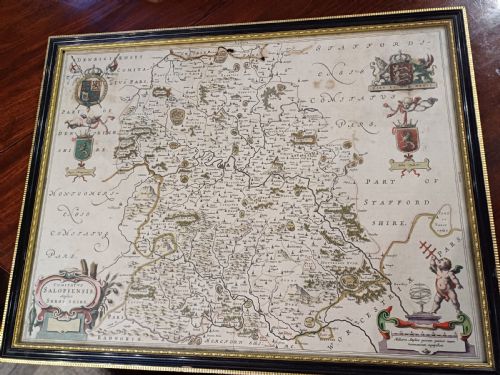 map of shropshire by j blaeu 1645 - CATEGORY: ANTIQUE MISCELLANEOUS - DATED 17TH CENTURY