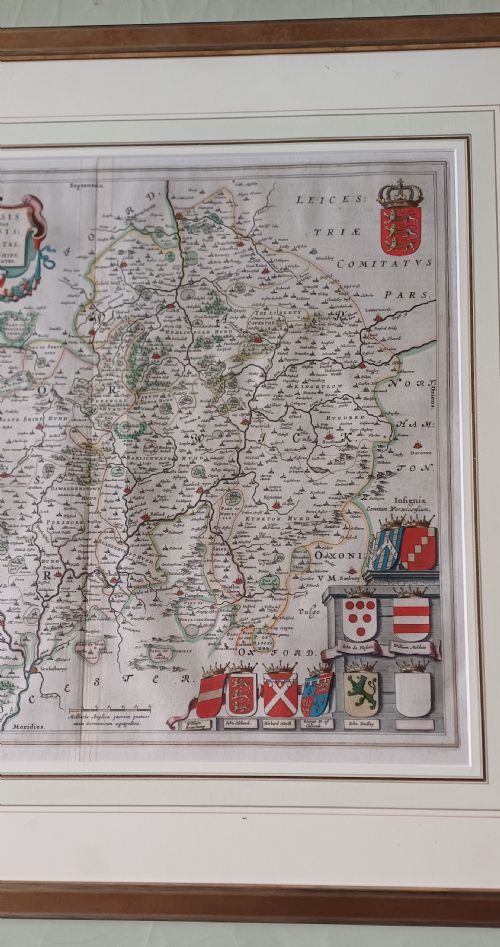 RARE 1645 MAP OF WARWICKSHIRE AND WORCESTERSHIRE BY JOAN BLAEU - ADDITIONAL PHOTO 1
