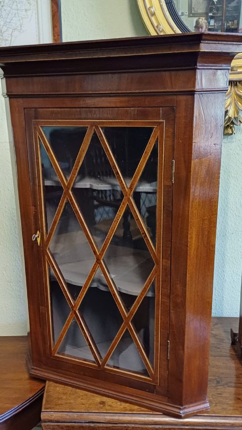 delightful small glazed corner cupboard - CATEGORY: ANTIQUE CABINETS - DATED EDWARDIAN