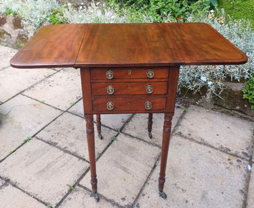 REGENCY PEMBROKE WORK SIDE LAMP TABLE MAHOGANY - ADDITIONAL PHOTO 4