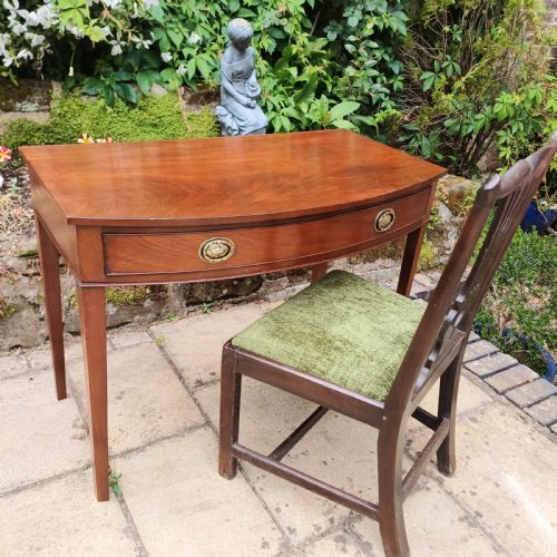 GEORGIAN BOW FRONT WRITING DRESSING SIDE TABLE MAHOGANY - ADDITIONAL PHOTO 2