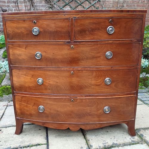 GEORGIAN MAHOGANY BOW FRONTED FRONT CHEST OF DRAWERS - ADDITIONAL PHOTO 3