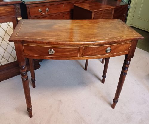 ELEGANT SIDE DRESSING WRITING TABLE MAHOGANY REGENCY BOW FRONTED - ADDITIONAL PHOTO 5