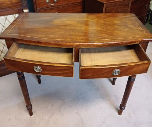 ELEGANT SIDE DRESSING WRITING TABLE MAHOGANY REGENCY BOW FRONTED - ADDITIONAL PHOTO 9