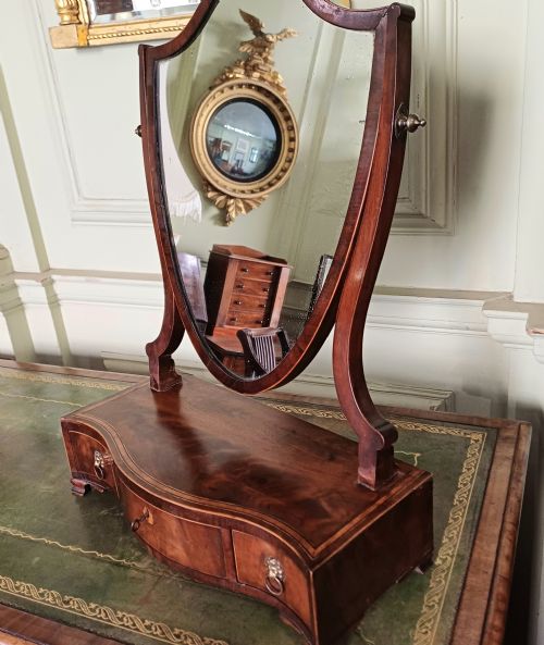 BEAUTIFUL GEORGIAN TOILET DRESSING MIRROR SERPENTINE - ADDITIONAL PHOTO 5