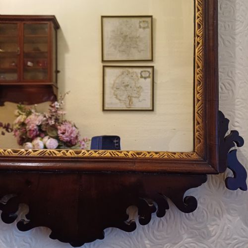 A LARGE FRET FRETCUT MAHOGANY WALL MIRROR CHIPPENDALE GEORGIAN - ADDITIONAL PHOTO 2