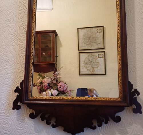 A LARGE FRET FRETCUT MAHOGANY WALL MIRROR CHIPPENDALE GEORGIAN - ADDITIONAL PHOTO 5