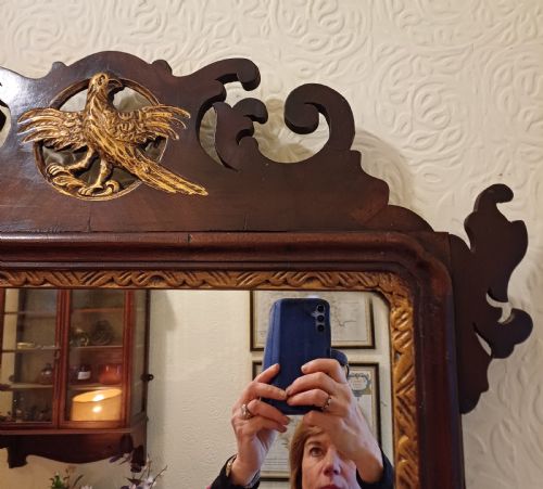 A LARGE FRET FRETCUT MAHOGANY WALL MIRROR CHIPPENDALE GEORGIAN - ADDITIONAL PHOTO 6