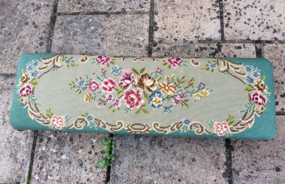 Victorian long footstool or fender stool View II