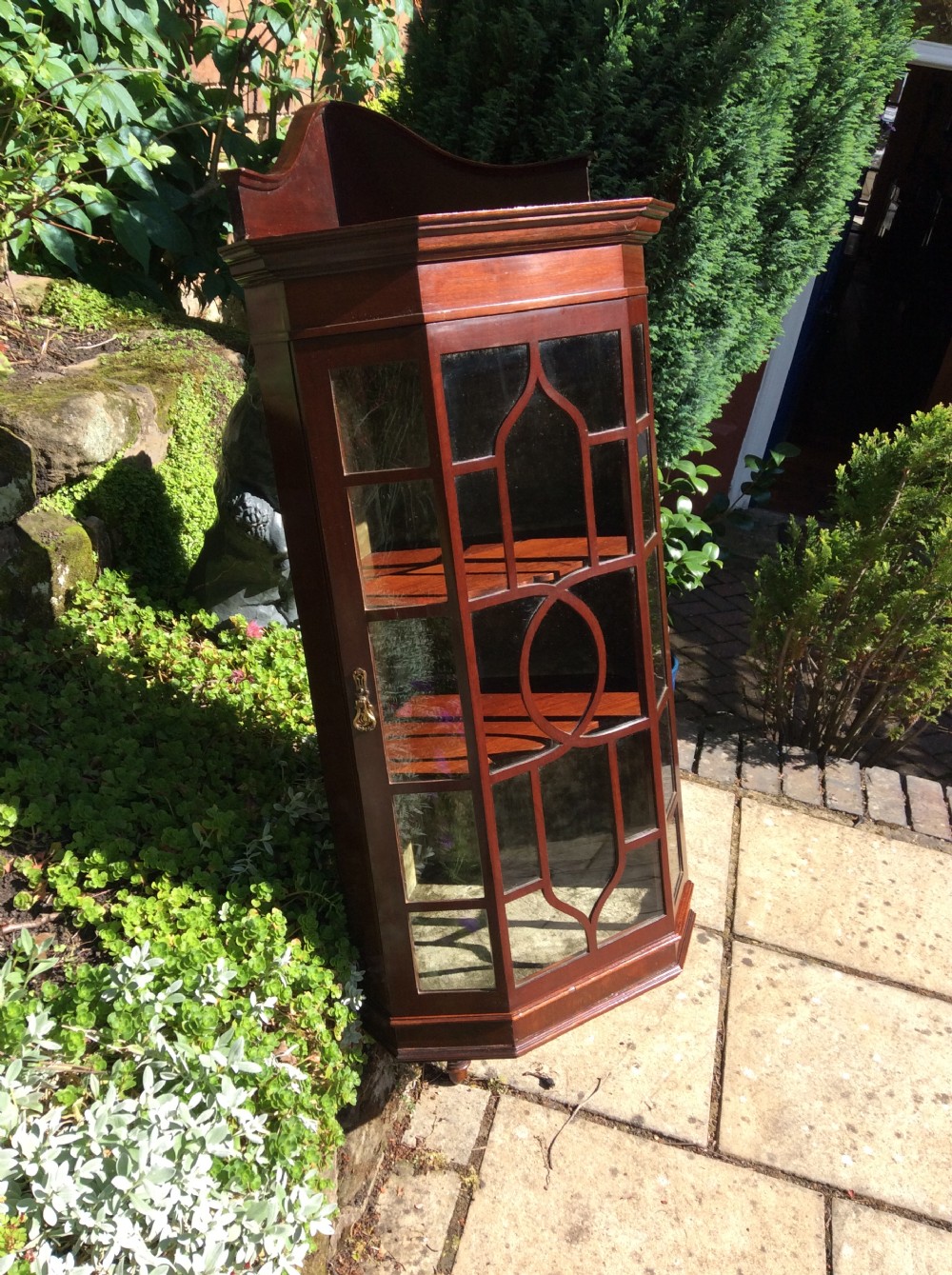 Edwardian glazed corner cupboard  View V