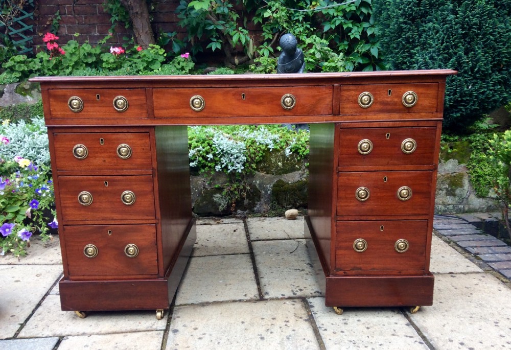 Good Victorian mahogany pedestal desk View III