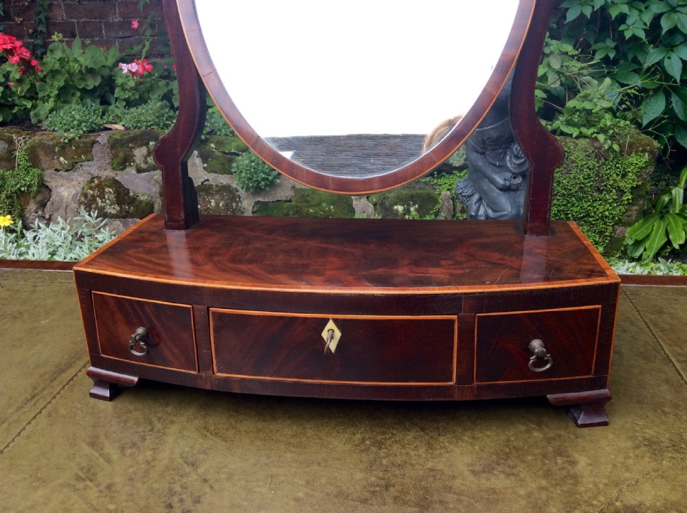 Inlaid bow front toilet dressing mirror View II