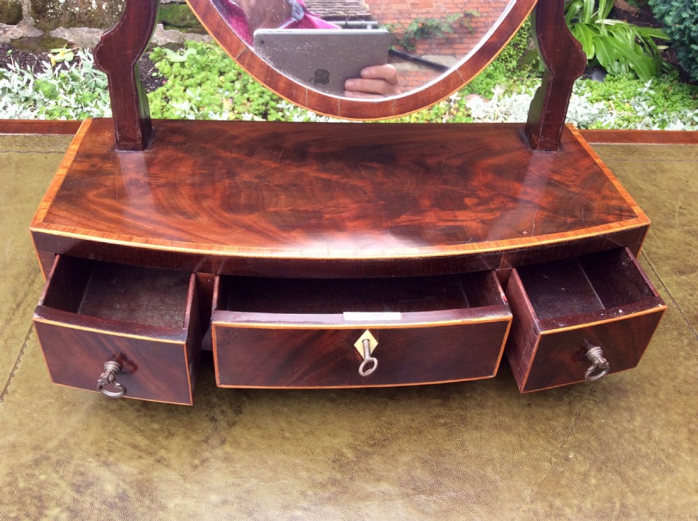 Inlaid bow front toilet dressing mirror View III