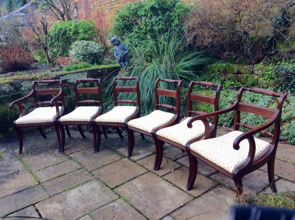 Set of six mahogany Regency dining chairs